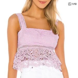 Lace Peplum Tank Lavender